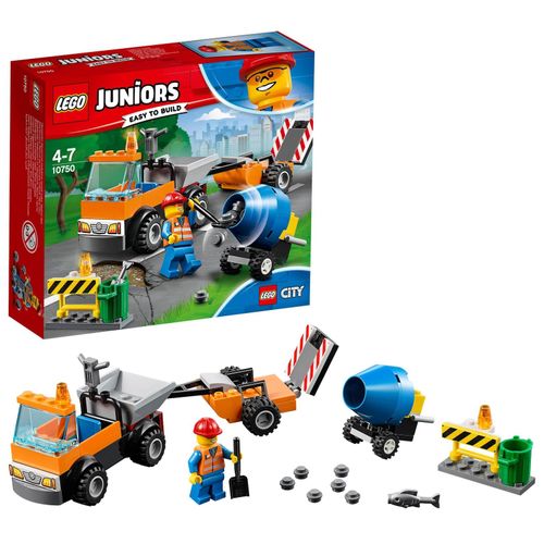5702016092974 - LEGO Juniors 10750 Straßenbau-Laster Spielzeug für Jungen und Mädchen
