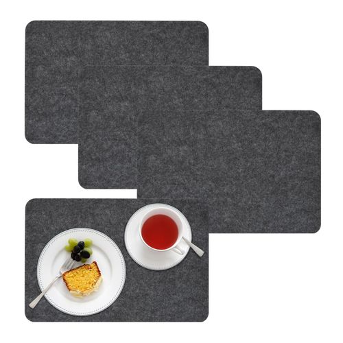 4057216038453 - - 4 Extra-Dicke Filz Tischsets 43x30x05cm Edle Platzsets Platzdeckchen Tisch-Unterlage Filzunterlage Grau - grau
