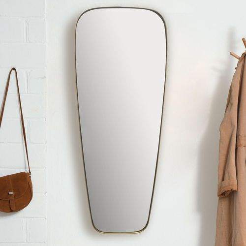 4251757722639 - Finebuy - Wandspiegel 38x100 cm Metall Design Hängespiegel Gold Eisen Dekospiegel Rechteckig Abgerundet mit Rahmen Spiegel Wand Groß Flurspiegel