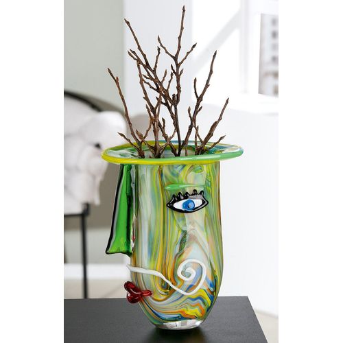 4063387392546 - Tischvase CASABLANCA BY GILDE Plato Vasen Gr B H T 21 cm x 29 cm x 195 cm grün Blumenvasen dekorative Vase aus Glas Blumenvase