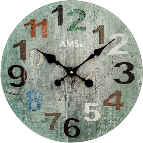 4037445159297 - Wanduhr AMS W9651 Wanduhren Gr H 4cm bunt Quarzuhr Glas modernWohnzimmerEsszimmer SchlafzimmerGeschenkidee
