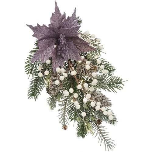 4019844804237 - Winterliche Kunstpflanze IGEA Gesteck Poinsettia mit LED Beleuchtung Weihnachtsdeko Kunstpflanzen Gr B H 24 cm x 42 cm 1 St lila (mauve) Kunstpflanzen Kunstblumen-Arrangement mit Weihnachtsstern Weihnachtsgesteck