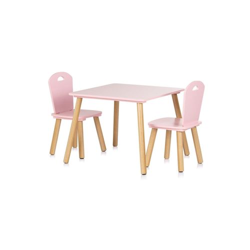 3800933002846 - Kinder Tischset Holztisch 2 Holzstühle Kindersitzgruppe 3-teilig pink