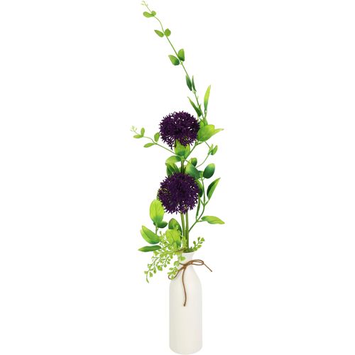 4019844754327 - Kunstblume IGEA Arrangement Allium Kunstpflanzen Gr B H L 28 cm x 63 cm x 15 cm 1 St lila (violett) Kunst-Blumen Kunstpflanzen Vase aus Keramik