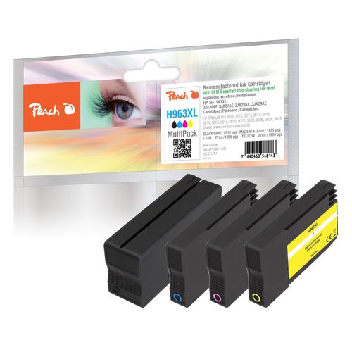 7640460548143 - HP 963 XL 4 Druckerpatronen XL (bk c m y) ersetzt HP No 963XL für zB HP OfficeJet Pro 9012 HP OfficeJet Pro 9010 HP OfficeJet Pro 9015 (wiederaufbereitet)