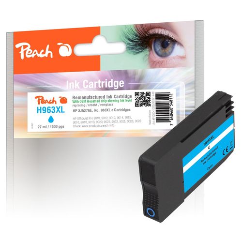 7640460548112 - HP 963 XLC Druckerpatrone XL cy ersetzt HP No 963XL C 3JA27AE für zB HP OfficeJet Pro 9012 HP OfficeJet Pro 9014 HP OfficeJet Pro 9015 (wiederaufbereitet)