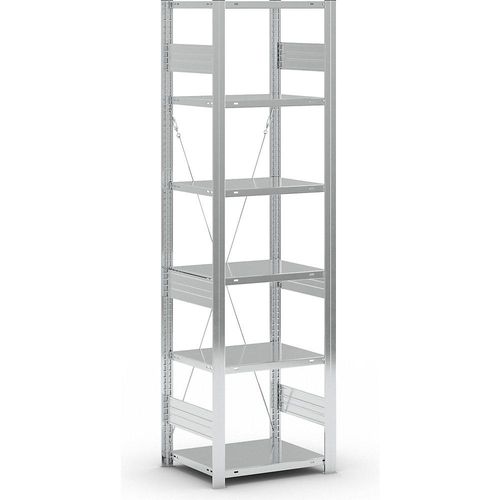 4255821504251 - eurokraft pro Lager-Steckregal verzinkt Bauart schwer Regalhöhe 2500 mm Fachlast 2500 kg Bodentiefe 600 mm Grundregal