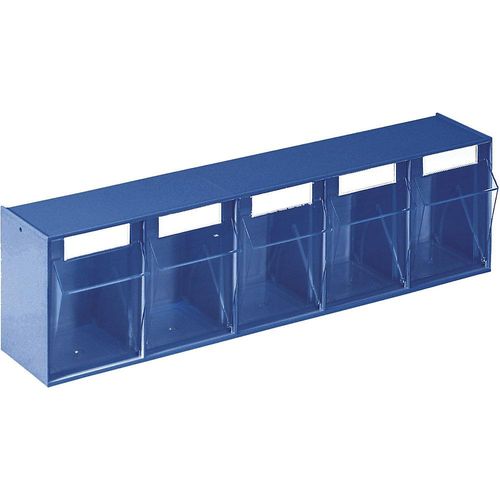 4009292854427 - Klarsichtkästen im Gehäuse 5 Klarsichtkästen Größe 5 BxTxH 600x110x164 mm Gehäusefarbe blau