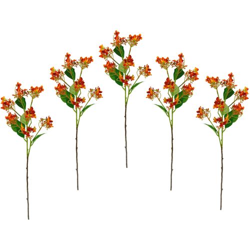 4019844784102 - Kunstblume IGEA Blütenzweig Kunstpflanzen Gr B H L 13 cm x 60 cm x 10 cm 5 St orange Kunst-Blumen 5er Set künstlicher Zweig Kunstpflanze Dekozweig