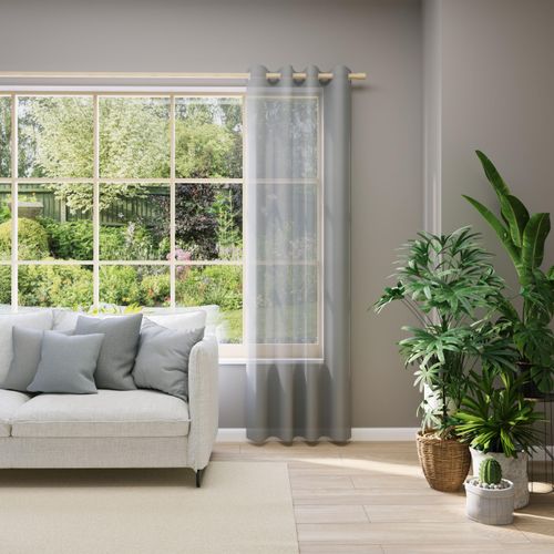 4006470562570 - Vorhang nach Maß NEUTEX FOR YOU EVA grau B700cm H120cm Obermaterial 100% Polyester Gardinen nach Maß Uni-Voile mit elegantem Glanz