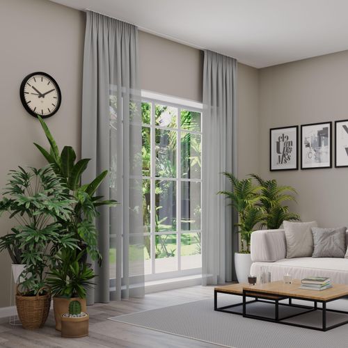 4006470573453 - Vorhang nach Maß NEUTEX FOR YOU EVA grau B142cm H210cm Obermaterial 100% Polyester Gardinen nach Maß Uni-Voile mit elegantem Glanz