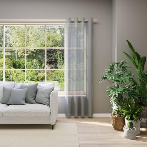 4006470563416 - Vorhang nach Maß NEUTEX FOR YOU EVA grau B650cm H225cm Obermaterial 100% Polyester Gardinen nach Maß Uni-Voile mit elegantem Glanz