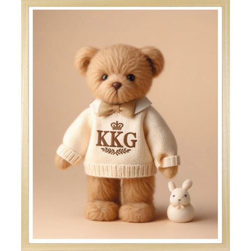 4067437131192 - Bild mit Rahmen QUEENCE Vintage Polo Teddy Bär Mädchen mit Schleife farbe rahmen beige farbe bild(er) beige B30cm H40cm T15cm Acrylglas Holzrahmen Bilder