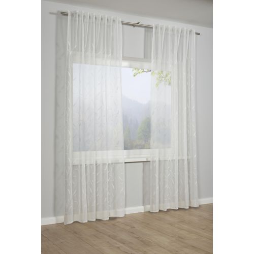 4003018367024 - Gardine Schal mit Gardinenband Dolly-Voile mit Rankenstickerei beige (natur) B140cm H245cm Obermaterial 100% Polyester Gardinen Stoff Dolly-Voile mit Rankenstickerei