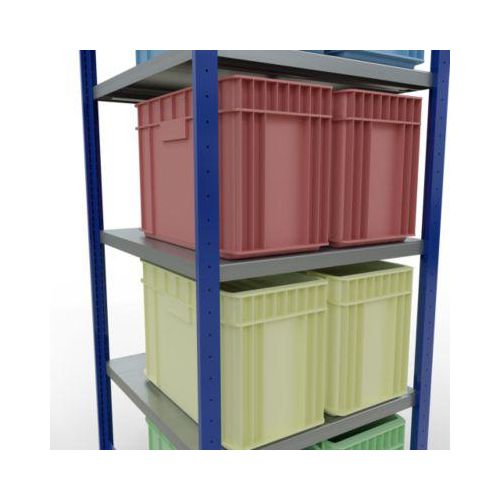 4004514284020 - Schulte Lagertechnik Fachbodenregal-Stecksystem MULTIplus 250 Grundregal Längenriegel 2000x750x800 mm 5 Böden enzianblau verzinkt