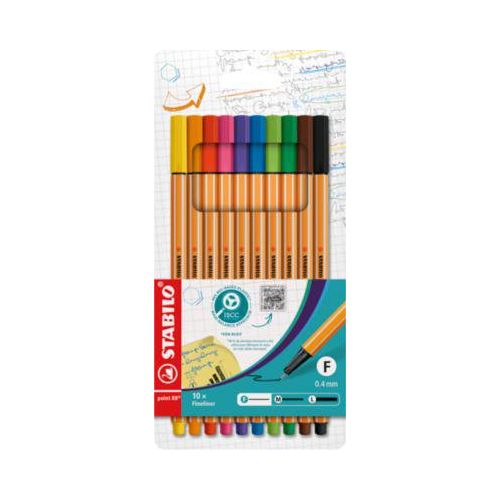 4006381217842 - STABILO point 88 Fineliner Standardfarben 04mm farbsortiert - 10 Stück