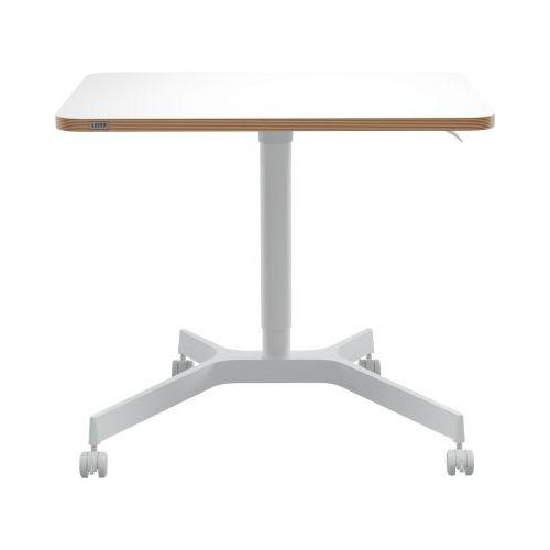 4002432138395 - Schreibtisch LEITZ Ergo Compact Rechteck per Gasfeder höhenverstellbar T-Fuß mit Rollen B 800 x T 600 x H 750-1140 mm weiß weiß