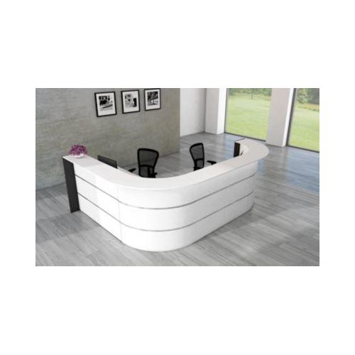 4044917435407 - L-Theke Faro 4-Elemente 90° Winkel melaminharzbeschichtet ABS-Kanten B 3250 x T 2320 H 1120 mm weiß anthrazit