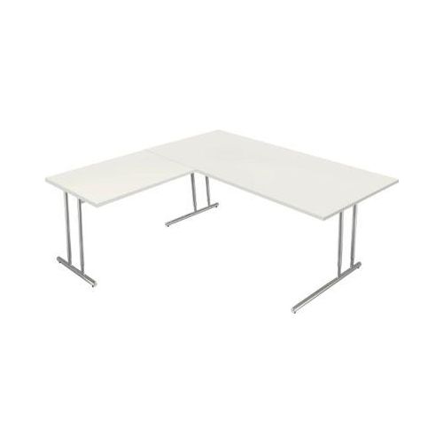 4044917434967 - Schreibtisch Toledo mit Anbautisch höhenverstellbar C-Fuß B 1800 x T 800 mm weiß