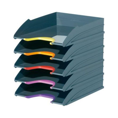 4005546701950 - Briefablage Varicolor Tray-Set 7705-57 A4   C4 grau Kunststoff stapelbar farbige Greifzonen 4005546701950 770557 5 Stück