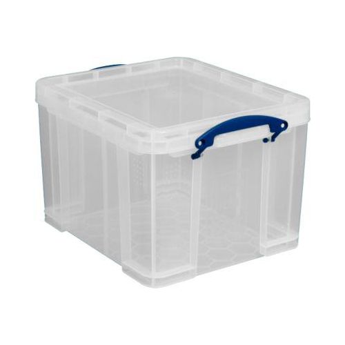 5060024801309 - Transportbox Really Useful Box Volumen 35 l L 480 x B 390 x H 310 mm stapelbar mit Deckel & Klappgriffen Recycling-PP transparent 5060024801309 - Transportbox Really Useful Box Volumen 35 l L 480 x B 390 x H 310 mm stapelbar mit Deckel & Klappgriffen Recycling-PP transparent