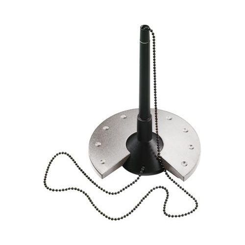 4012086041996 - helit Kugelschreiber-Ständer Silver schwarz-silber mit schwarz verchromter Metallkette aus Polystyrol (H6220399)