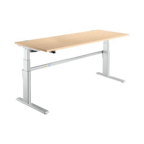 4250510871089 - Schreibtisch Komfort elektrisch höhenverstellbar Rechteck C-Fuß B 1800 x T 800 x H 655-1305 mm Ahorn weißaluminium RAL 9006