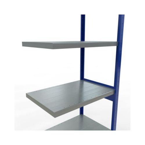 4004514283351 - Schulte Lagertechnik Fachbodenregal-Stecksystem MULTIplus 250 Anbauregal Längenriegel 2500x750x500 mm 6 Böden enzianblau verzinkt