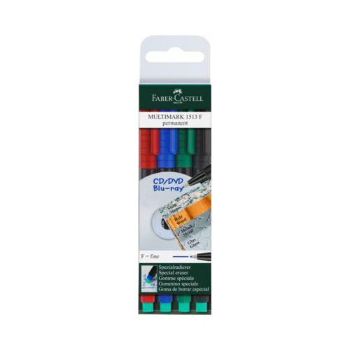 4005401513049 - Faber Castell - cd dvd Marker multimark 1513 06mm farbig sortiert 4 St Pack Schreibfarbe rot blau grün schwarz