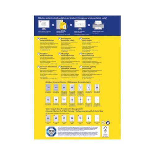 4004182047347 - AVERY Zweckform L4734REV-25 Ablösbare Universaletiketten DIN A4 Weiß 1996 x 1435 mm 30 Blatt à 2 Etiketten 4004182047347 - AVERY Zweckform L4734REV-25 Ablösbare Universaletiketten DIN A4 Weiß 1996 x 1435 mm 30 Blatt à 2 Etiketten