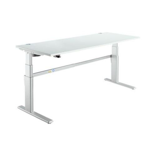 4250510871072 - Schreibtisch Komfort elektrisch höhenverstellbar Rechteck C-Fuß B 1800 x T 800 x H 655-1305 mm lichtgrau weißaluminium RAL 9006 4250510871072 - Schreibtisch Komfort elektrisch höhenverstellbar Rechteck C-Fuß B 1800 x T 800 x H 655-1305 mm lichtgrau weißaluminium RAL 9006