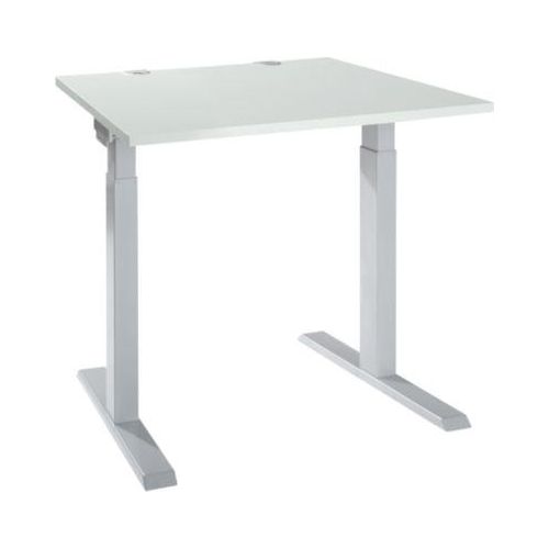 4251898819472 - Select Schreibtisch ERGO-T 20 Quadrat T-Fuß B 800 x T 800 x H 675-895 mm lichtgrau weißalu