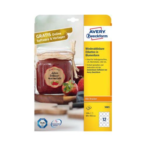 4004182050859 - AVERY® Zweckform Klebeetiketten blanko 60 x 595 mm 120 Stück Blumenform für alle Drucker 4004182050859 - AVERY® Zweckform Klebeetiketten blanko 60 x 595 mm 120 Stück Blumenform für alle Drucker