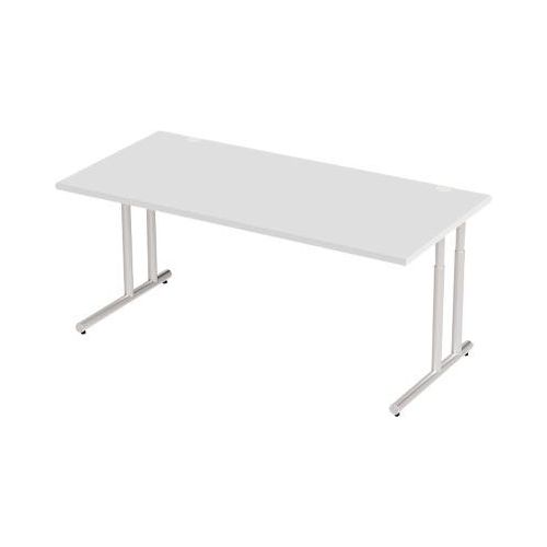 4250510821381 - Select Schreibtisch COMBITEC Rechteck C-Fuß B 1800 x T 800 x H 677-817 mm lichtgrau weißaluminium