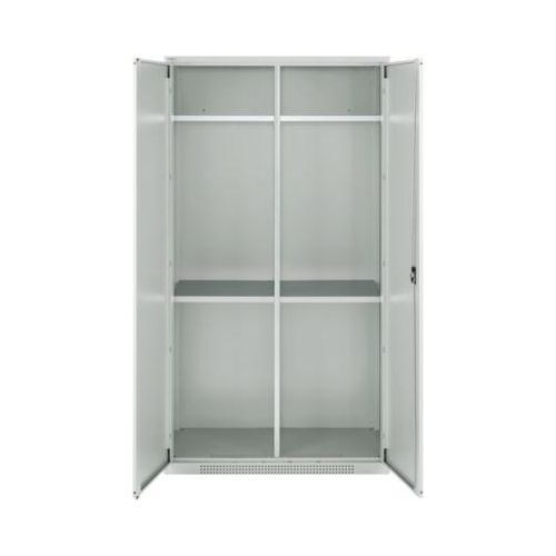 4051273792334 - Genius Reinigungsmittelschrank FS 5 OH abschließbar Mittelwand 4 Fachböden bis 450 kg B 1055 x T 520 x H 1950 mm lichtgrau lichtgrau