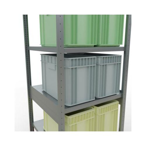 4004514284105 - Schulte Lagertechnik Fachbodenregal-Stecksystem MULTIplus 250 Grundregal Längenriegel 2500x750x800 mm 6 Böden verzinkt
