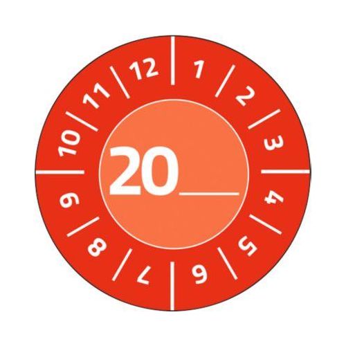 4004182079010 - Prüfplakette 7901 mit Jahreszahl 20__zum Selbereintragen extrem robust Ø 30 mm 80 Stück 10 Bogen Vinylfolie rot 4004182079010 - Prüfplakette 7901 mit Jahreszahl 20__zum Selbereintragen extrem robust Ø 30 mm 80 Stück 10 Bogen Vinylfolie rot