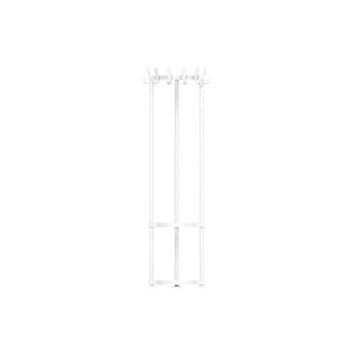 8713147970854 - Garderobenständer Functionals KROK ROUND Chalk White 36 Haken Schirmhalter mit Tropfmulde Stahl Aluminium Kunststoff weiß