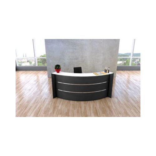 4044917435261 - Kleine Bogen-Empfangstheke Faro mit Ablage und Seitenplatten B 2550 x T 1200 x H 1120 mm anthrazit anthrazit