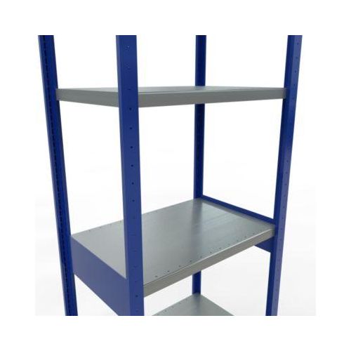 4004514283191 - Schulte Lagertechnik Fachbodenregal-Stecksystem MULTIplus 250 Grundregal Längenriegel 3000x750x500 mm 7 Böden enzianblau verzinkt