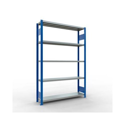 4004514281913 - Schulte MULTIplus250 Steckregal Grundregal 5 Fachböden bis 250 kg je Fachboden werkzeuglos montierbar B 1300 x T 300 x H 2000 enzianblau verzinkt