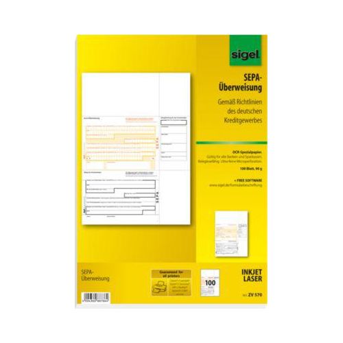 4004360887864 - PC-SEPA-Überweisung ZV570 beleglesefähig MP 90 g m2 A4 Inhalt 100 Formulare
