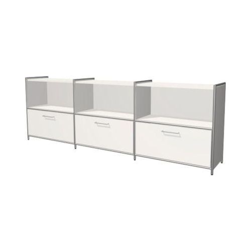 4044917429529 - Sideboard Toledo mit Sichtrückwand 3 Schübe 3 Fächer 2 OH B 2360 x T 380 mm weiß