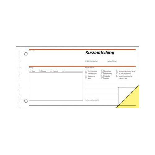 4004360910432 - - Kurzmitteilung 1 3 din A4 quer selbstdurchschreibend 1 Durchschlag 2 x 40 Bl
