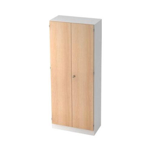 4032062165980 - Flügeltürenschrank Melaminharzbeschichtete Spanplatte 5 Fachböden Abschließbar 800 x 420 x 2004 mm Eiche Braun Weiß