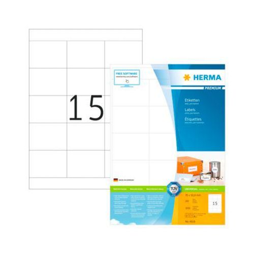 4008705046183 - Universaletiketten HERMA 4618 permanenthaftend selbstklebend bedruckbar B 70 x H 508 mm FSC®-Papier weiß 3000 Stück 200 Blatt