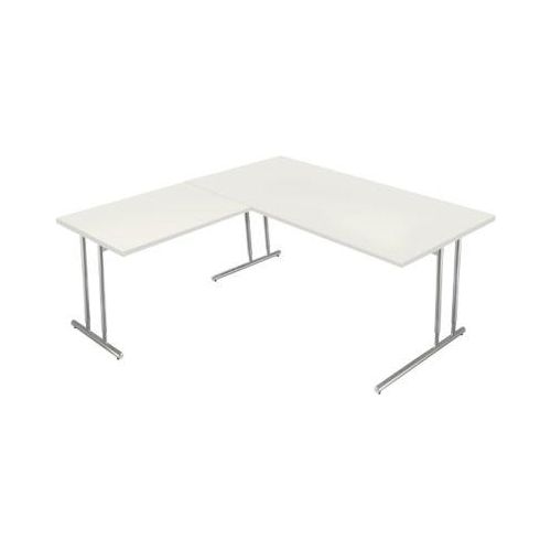 4044917434943 - Schreibtisch Toledo mit Anbautisch höhenverstellbar C-Fuß B 1600 x T 800 mm weiß