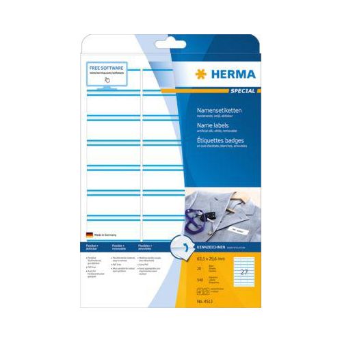 4008705045131 - Namens- und Textiletiketten Herma A4 635 x 296 mm weiß blaue Streifen 540 Stück 4008705045131 - Namens- und Textiletiketten Herma A4 635 x 296 mm weiß blaue Streifen 540 Stück