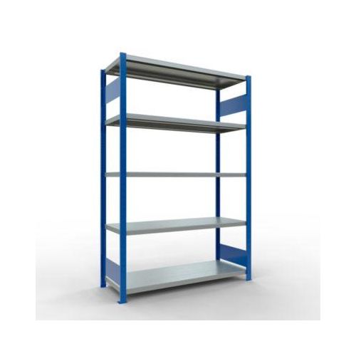 4004514283016 - Schulte MULTIplus250 Steckregal Grundregal 5 Fachböden bis 250 kg je Fachboden werkzeuglos montierbar B 1300 x T 500 x H 2000 enzianblau verzinkt
