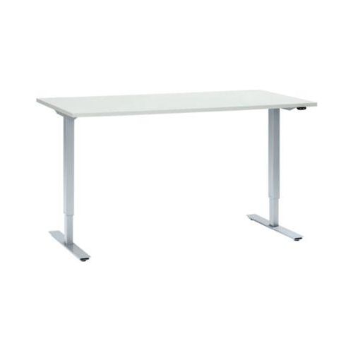 4250510879924 - Select Schreibtisch elektrisch höhenverstellbar Rechteck T-Fuß B 1600 x T 800 x H 705-1205 mm lichtgrau weißaluminium